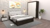 Set Dormitor Maia Wenghe + Alb Pat 160 cm x 200 cm + Noptiere + Dulap cu usi glisante 150 cm x 200 cm