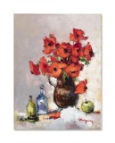 Tablou cu maci regali pictat manual, 40x30cm ulei pe panza, Geo Ungureanu
