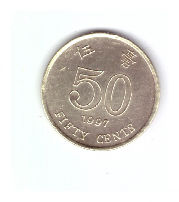 Moneda Hong Kong 50 cents 1997, stare buna, curata