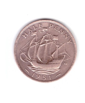 Moneda Marea Britanie 1/2 penny 1951, stare buna, curata foto