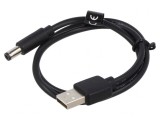 Cablu USB A la DC 5,5/2,5 Negru 0,5m PVC, Vention
