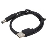 Cablu USB A la DC 5,5/2,5 Negru 0,5m PVC