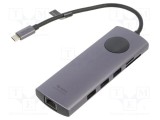 Hub USB VENTION 10 porturi USB 2.0 și 3.0 gri, 0,15m