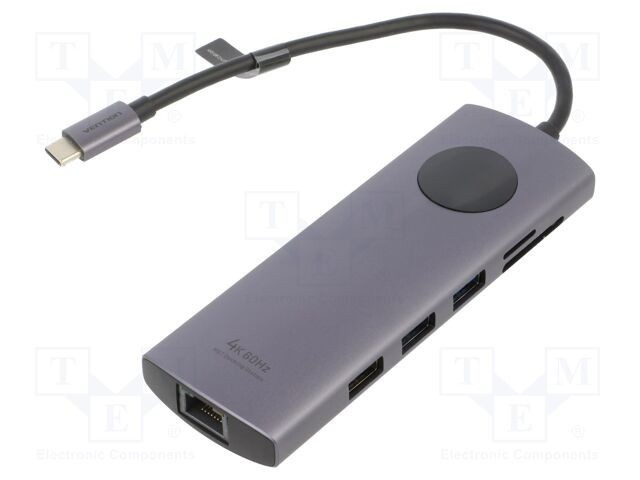 Hub USB VENTION 10 porturi USB 2.0 și 3.0 gri, 0,15m