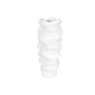 Ghiveci Home ESPRIT Alb Fibră de Sticlă Unde 44 x 44 x 101 cm foto