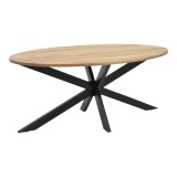 Cumpara ieftin Masa Bonre din lemn masiv de acacia natural cu picioare din metal negru 175x96x76 cm