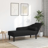 VidaXL Șezlong cu perne, negru, material textil