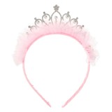 Tiara pentru par cu strass, margele si tul roz, 4.5 cm, CMCLASS