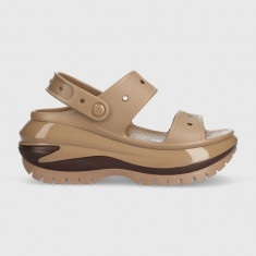 Crocs papuci Classic Mega Crush Sandal femei, culoarea maro, cu platformă 207988