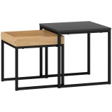 HOMCOM Set 2 Măsuțe de Cafea Moderne cu Picioare &icirc;n Formă de U, Măsuțe de Sufragerie din Lemn și Oțel, 40x40x40 cm, Negru | Aosom Romania