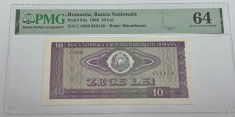 bancnota romaneasca de colectie - 10 lei 1966 gradata PMG64