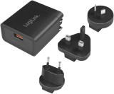 ALIMENTATOR retea 220V LOGILINK, universal, 1 x USB-A, maxim 3A (5V), 18W (12V/1.5A), adaptor US/AU/UK/EU, suport OCP/OVP/OHP/SCP, negru, &amp;quot;PA0188