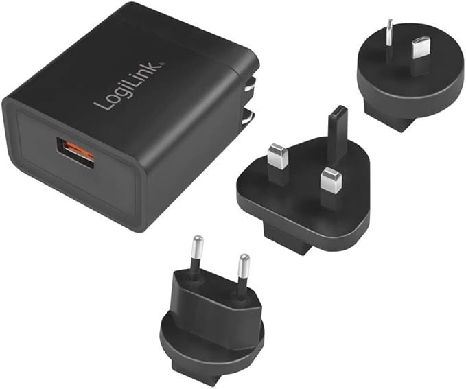 ALIMENTATOR retea 220V LOGILINK, universal, 1 x USB-A, maxim 3A (5V), 18W (12V/1.5A), adaptor US/AU/UK/EU, suport OCP/OVP/OHP/SCP, negru, &amp;quot;PA0188