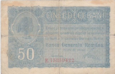 ROMANIA 50 BANI BGR 1917 UZATA foto
