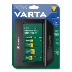 Incarcator Varta Universal LCD Charger Plus Acumulatori AA R6 AAA R3 C R14 D R20 9V 6LR61 6LF22 57688
