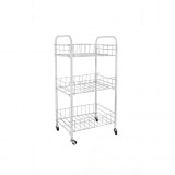 Carucior bucatarie cu 3 nivele pentru depozitare/organizare, metal/plastic, alb, 34x26x70 cm