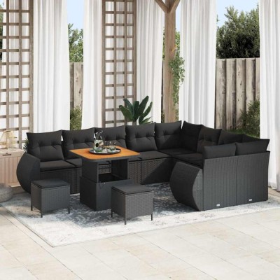 vidaXL Set de canapele pentru grădină 12 pcs Negru 80 x 80 x 71 cm 3363859 foto