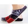 Papuci de casă damă MUBB catifea multicoloră, talpă 2cm, piele naturală, model 499.18
