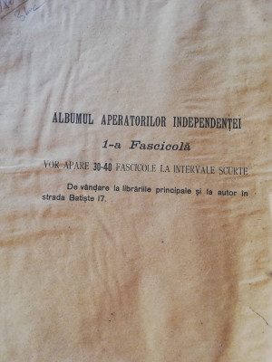 Alb. Aparatorilor Independentei,Prima fascicola,1897,imprim.Gobl,dedic.reg.Carol foto