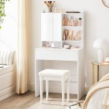 VASAGLE Masuta de toaleta cu oglinda, rafturi reglabile si sertar pentru cosmetice, 70x40x136cm, alb Household NewTrend