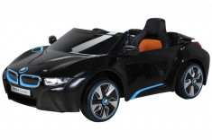 Masinuta electrica BMW i8 2x 35W 12V cu Scaun TAPITAT Negru foto