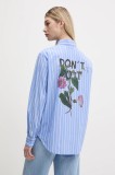 Desigual cămașă din bumbac DONT DO IT femei, cu guler clasic, regular, 25SWCW16