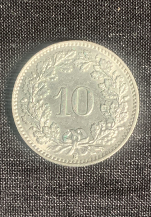 Moneda 10 rappen 1957 Elvetia