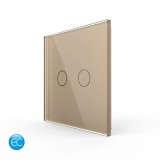 Telecomanda touch dubla Livolo ZigBee EC, din sticla securizata, aurie