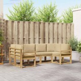 vidaXL Set Canapele Exterior Sectionale, Lemn Acacia, Alb Bej, 6 Piese, Modulare, Terasa Gradina
