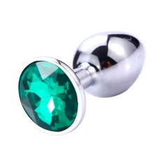 Dop Anal Metallic Buttplug Small Argintiu/Verde Inchis Passion Labs