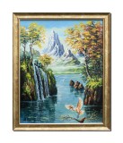Cumpara ieftin Tablou feeric cu cascada pictat manual inramat, Paradis, 55x45cm ulei pe panza, rama din lemn, Stefan Bilibou
