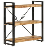 VidaXL Bibliotecă cu 3 niveluri, 77x30x80 cm, lemn masiv mango și fier