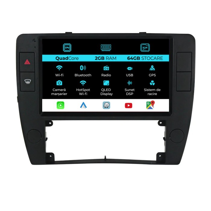 Navigatie Dedicata Volkswagen Passat B5 (2000-2005), 9Inch, 2Gb Ram, 64Gb Stocare, Carplay