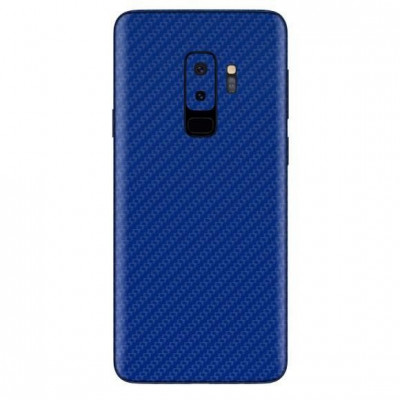 Set Folii Skin Acoperire 360 Compatibile cu Samsung Galaxy S9 Plus (Set 2) - ApcGsm Wraps Carbon Blue foto