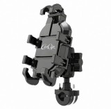 Suport telefon Motocicleta, Rezistent la șocuri, 7 inch, Dimensiune mare, Rotativ la 360&deg;, Cu amortizor, Prindere 2 in 1 ghidon sau oglinda