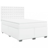 Cumpara ieftin Pat box spring cu saltea, alb, 140x200 cm, piele ecologica