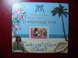 TURKS &amp; CAICOS 1978 BLOC CRACIUN MNH, Nestampilat