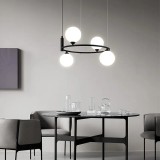 Candelabru elegant cu 4 globuri albe, dulie G9 x 4, inaltime reglabila