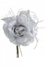 Set 12 Trandafiri artificiali argintii Holly 13x23 Elegant DecoLux foto