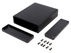 Carcasa Aluminiu Neagra cu Panou 1455 103x120x30mm foto