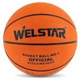 Minge Baschet Copii Welstar No.1, Dimensiune Mica, Portocalie - Ideala Incepatori, Dribling si Aruncare