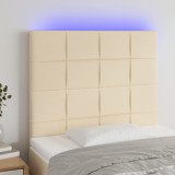 Cumpara ieftin Tăblie de pat cu LED, crem, 100x5x118/128 cm, textil