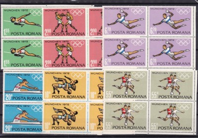 ROMANIA 1972 LP 787 PREOLIMPIADA MUNCHEN BLOCURI DE 4 TIMBRE MNH foto