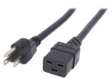Cablu de Alimentare 3x14AWG IEC C19 Mamă - NEMA 5-15 Mufă 3m Negru