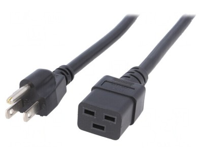 Cablu Negru 1m IEC C19-NEMA 5-15 3x14AWG foto