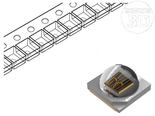 LED SMD roșie 71-89,2lm 3x3x2,21mm 80&deg; 350mA &lambda;d: 620-632nm