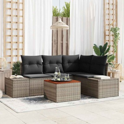 vidaXL Set de canapele pentru grădină cu pernă 5 pcs Gri Rattan poli 3347951 foto