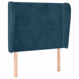 Cumpara ieftin Tablie pat cu urechi albastru inchis 103x23x118/128cm catifea