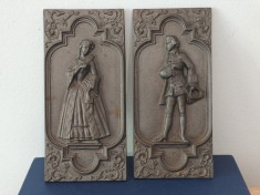 LICHIDARE ! Pereche de plăci decorative din fonta , vechi