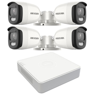 Sistem de supraveghere video 4 camere Hikvision ColorVU 5MP lumina alba 20m DVR 4 canale 8MP SafetyGuard Surveillance foto
